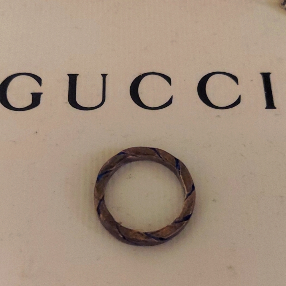 Vintage Gucci 925 Silver Enamel Ring, Rare, EVC!
